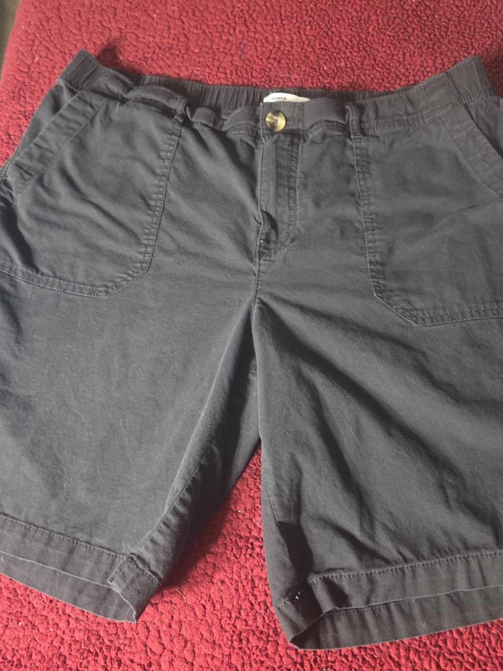 Sonoma Goods For Life Women's Chino Shorts XL Black Elastic Waist Pockets